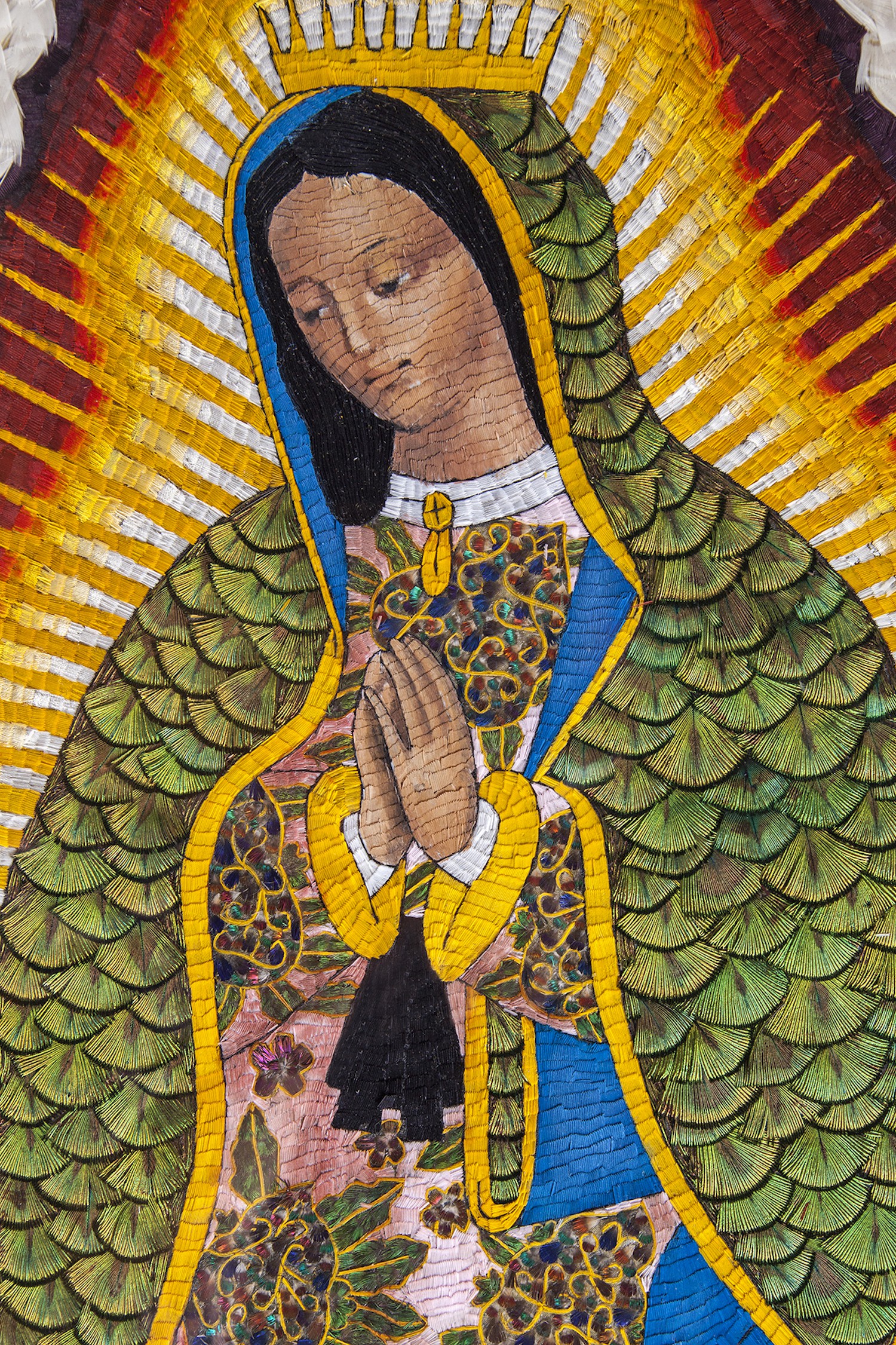 Virgen de Guadalupe con Marco Taraceado en Pluma / Mexican Folk Art ...