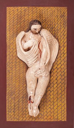 Angel Caido / Ceramics Mexican Folk Art Clay Frame, Maricela Gomez Lopez