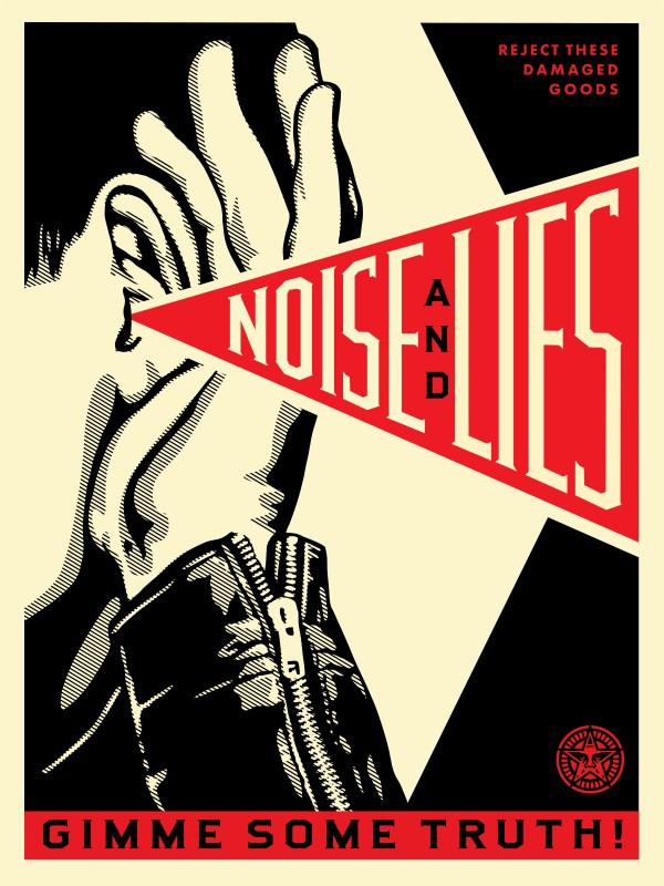 Shepard Fairey (Obey), Noises and Lies Cream Shepard Fairey (Obey), Noises and Lies Cream