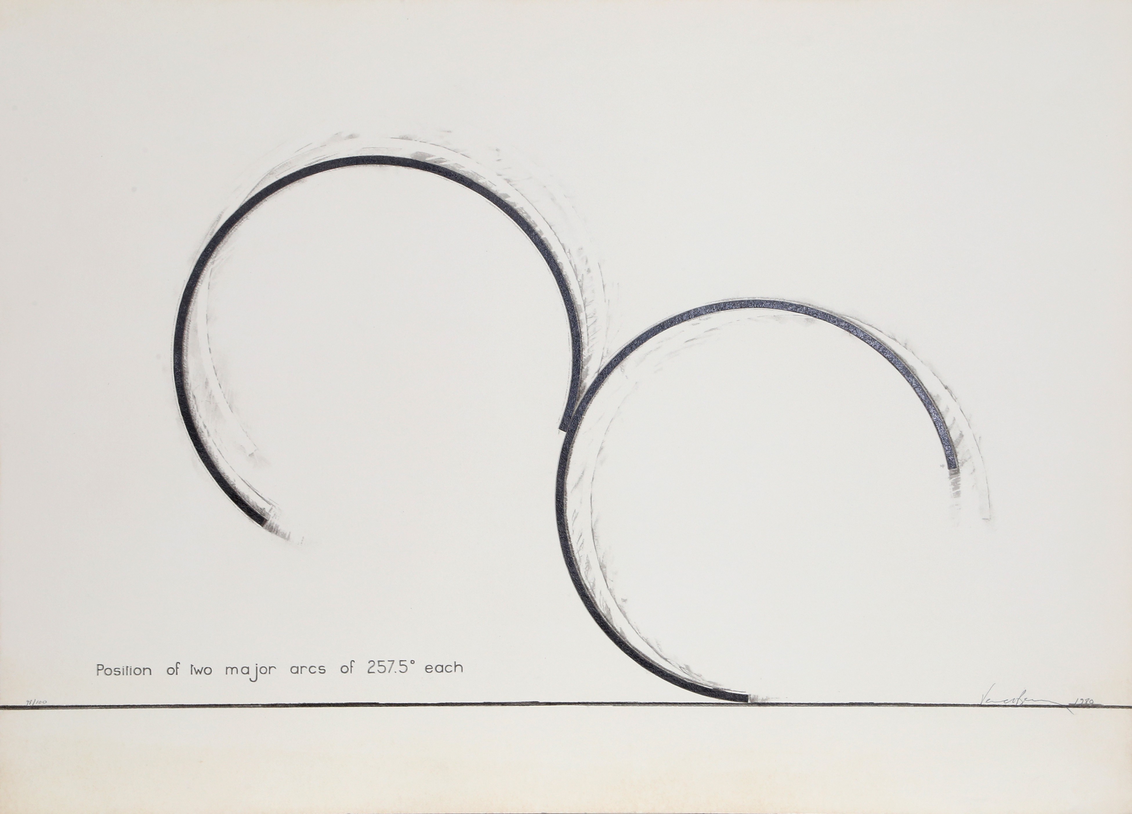 Bernar Venet, Position of Two Major Arcs of 257.5 Degrees Each Bernar Venet, Position of Two Major Arcs of 257.5 Degrees Each