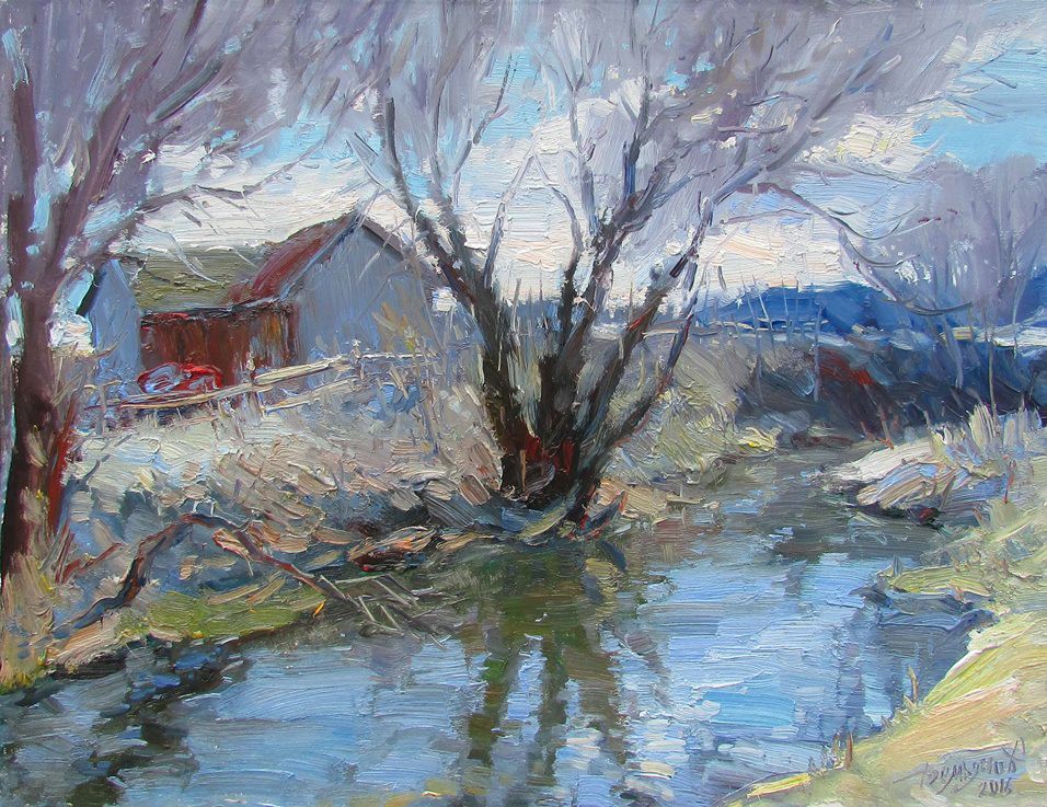 Yuriy Demiyanov, Paysage avec Grange Yuriy Demiyanov, Paysage avec Grange