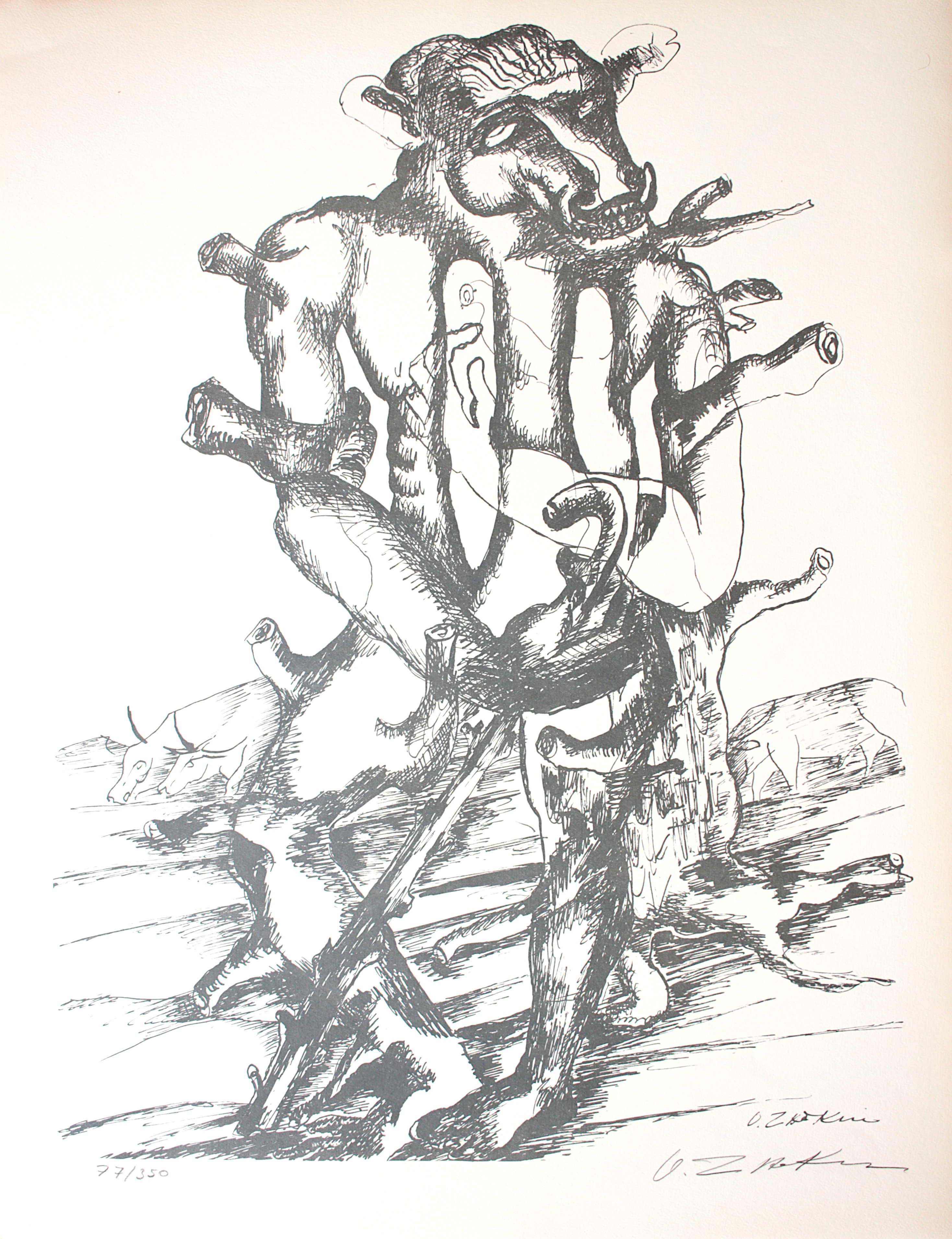 Ossip Zadkine, Die Arbeiten des Herakles, Geryones Ossip Zadkine, Die Arbeiten des Herakles, Geryones