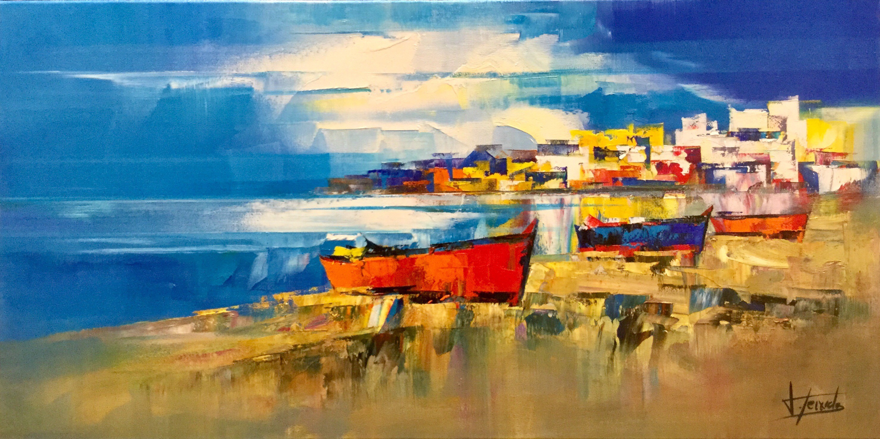 Josep Teixido, Trois barques sur la plage Josep Teixido, Trois barques sur la plage