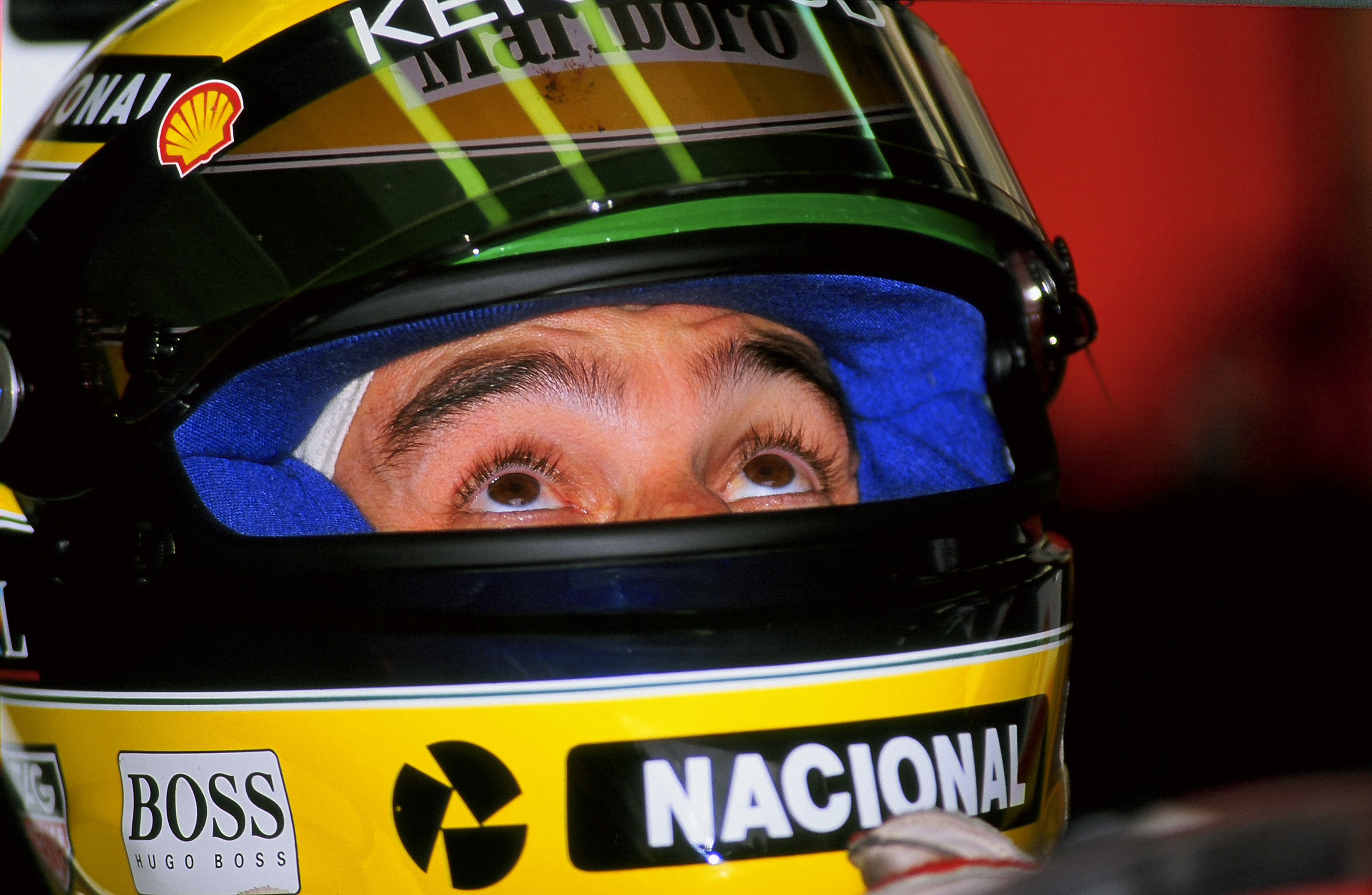 Dominique Leroy, Regard posé sur le prompteur pour Ayrton Senna. MacLaren. F1 Dominique Leroy, Regard posé sur le prompteur pour Ayrton Senna. MacLaren. F1