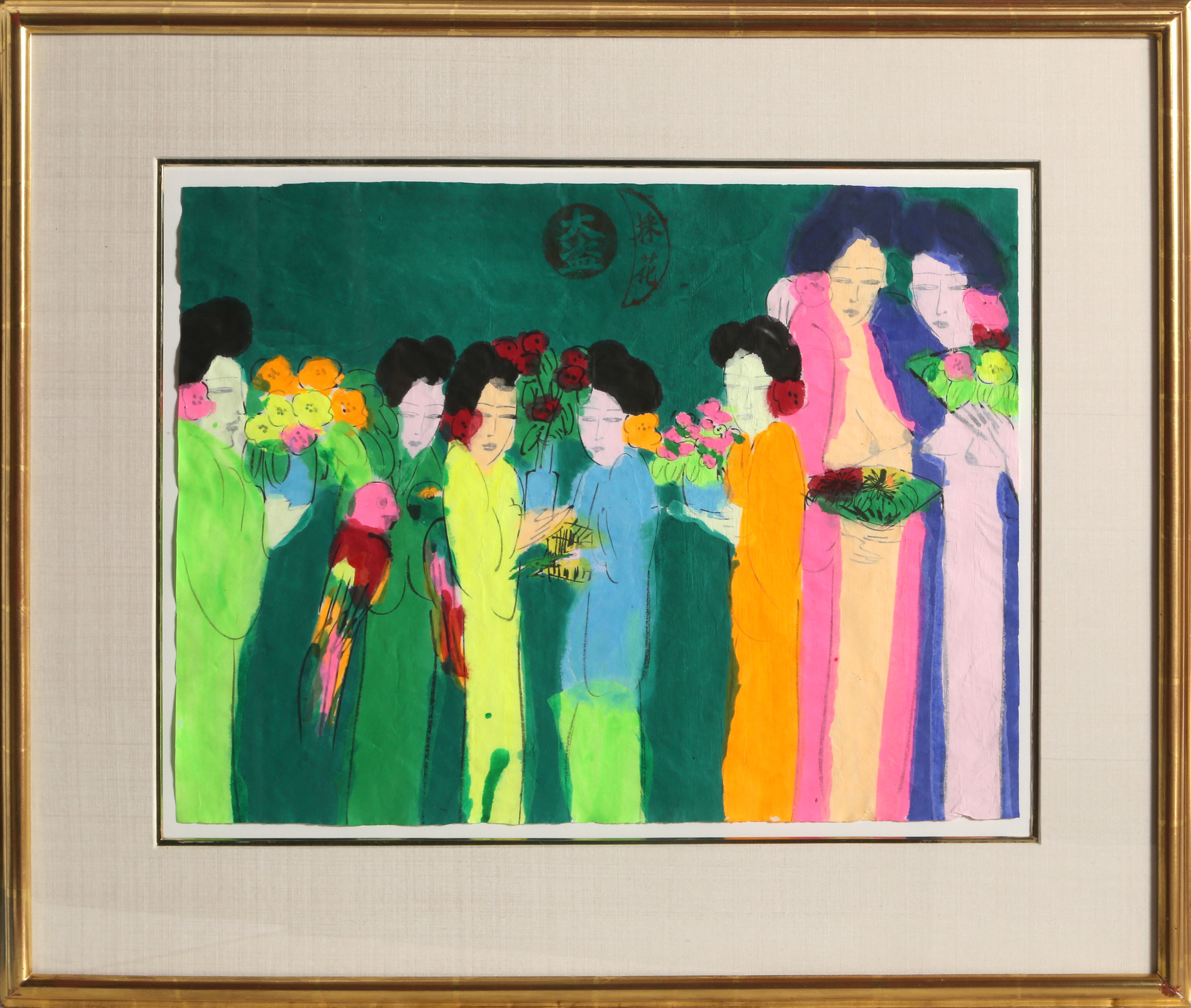 Walasse Ting, Seven Geishas with Flowers Walasse Ting, Seven Geishas with Flowers