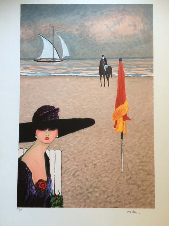 希少！ramon dilley 絵画　ディレイ　海岸にて 希少！ramon dilley 絵画 ディレイ 海岸にて