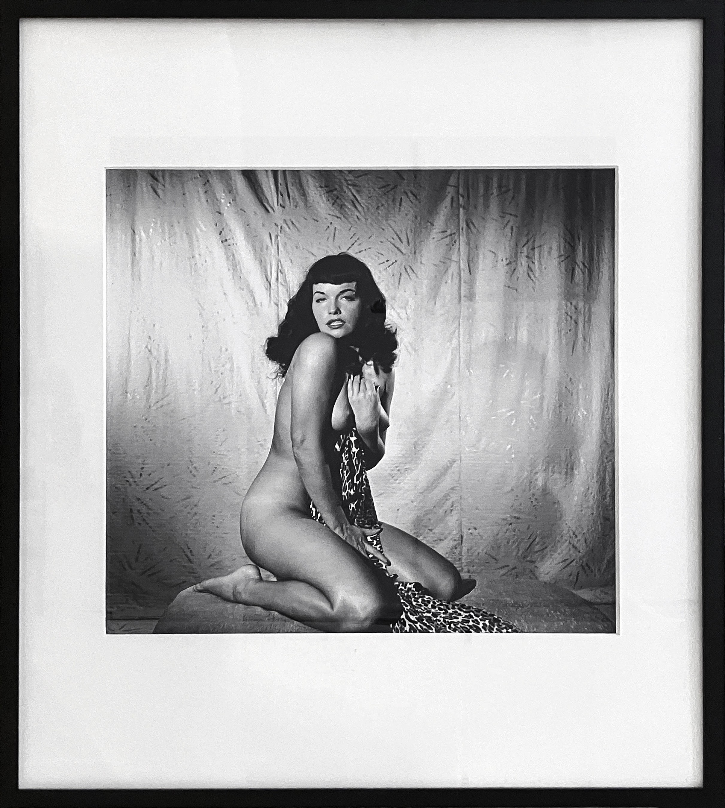 Bunny Yeager, Bettie Page Clutching Robe Portrait Bunny Yeager, Bettie Page Clutching Robe Portrait