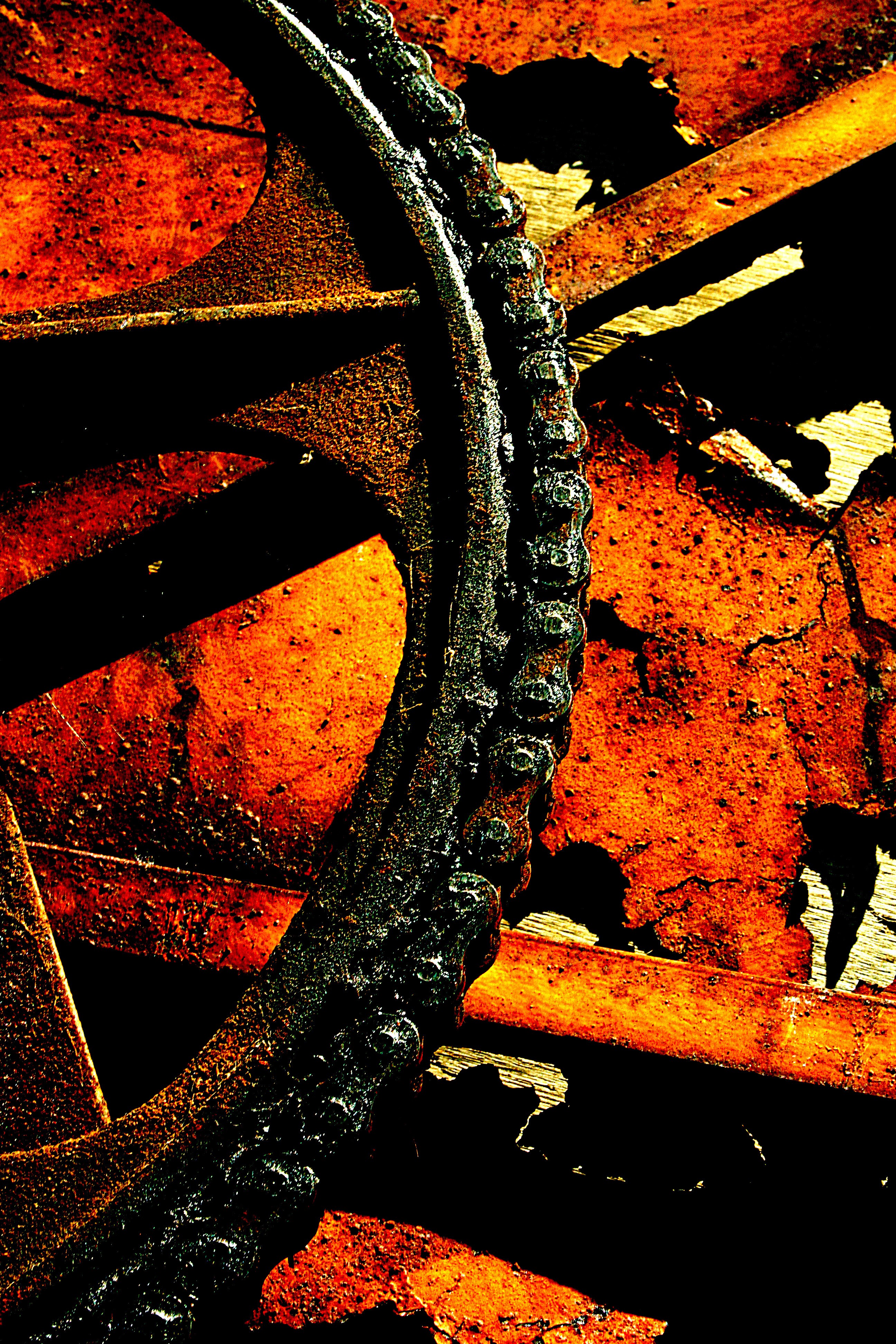 Dominique Leroy, Chaîne et tracteur. Rouille Dominique Leroy, Chaîne et tracteur. Rouille