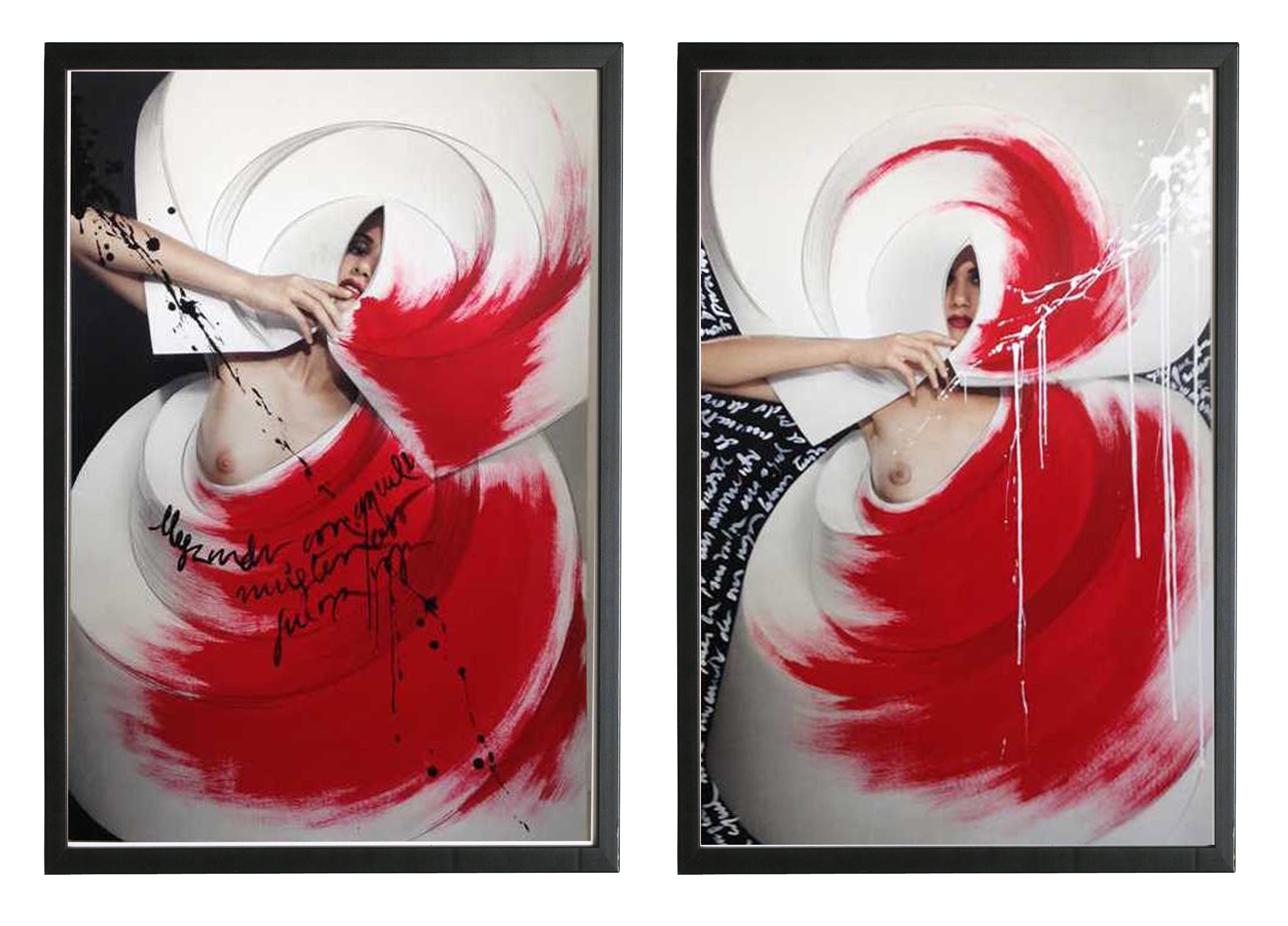Efren Isaza, Color Origami Spiral I and II, Diptych, Intervened photographs mounted on aluminum Efren Isaza, Color Origami Spiral I and II, Diptych, Intervened photographs mounted on aluminum