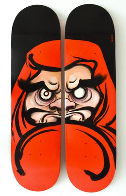 Painting, Daruma skateboard diptyque, Noka