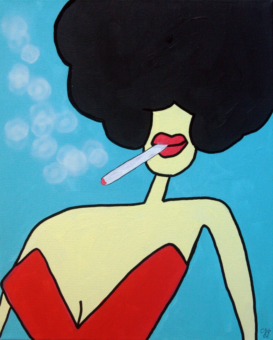 cArye, Smoking girl in red cArye, Smoking girl in red