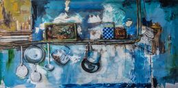 Peinture, La maison bleue 3, Jean-Pierre Brissart