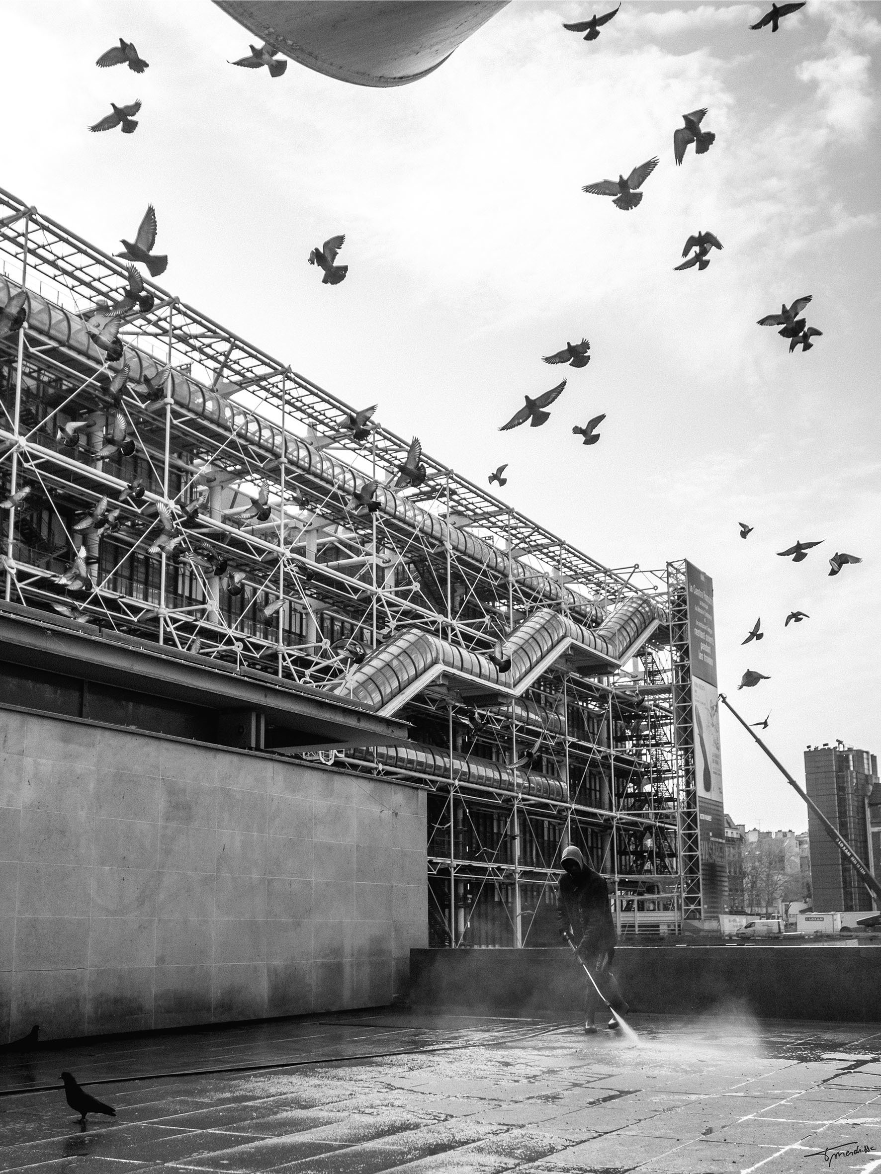 Tanguy Mendrisse, Jet d'oiseaux sur Beaubourg Tanguy Mendrisse, Jet d'oiseaux sur Beaubourg