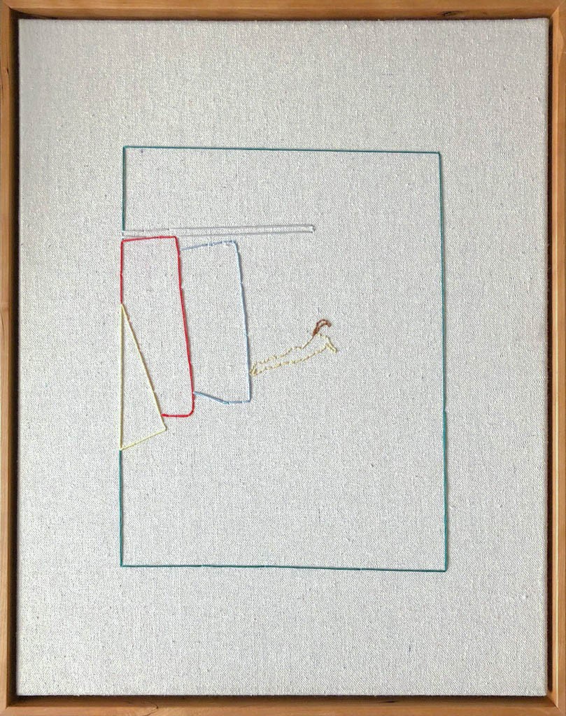 Casey Waterman, Lawn, Hand Stitched Canvas, Cherrywood Frame Casey Waterman, Lawn, Hand Stitched Canvas, Cherrywood Frame