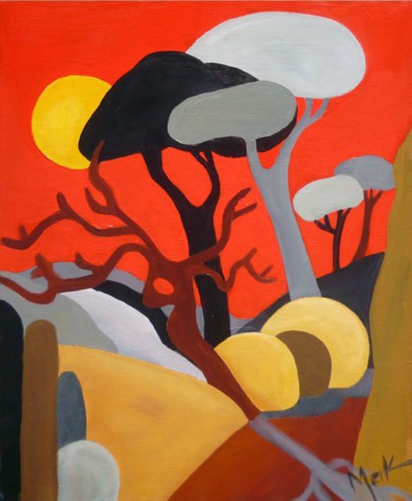 Brigitte Thonhauser-Merk, Paysage au ciel rouge Brigitte Thonhauser-Merk, Paysage au ciel rouge