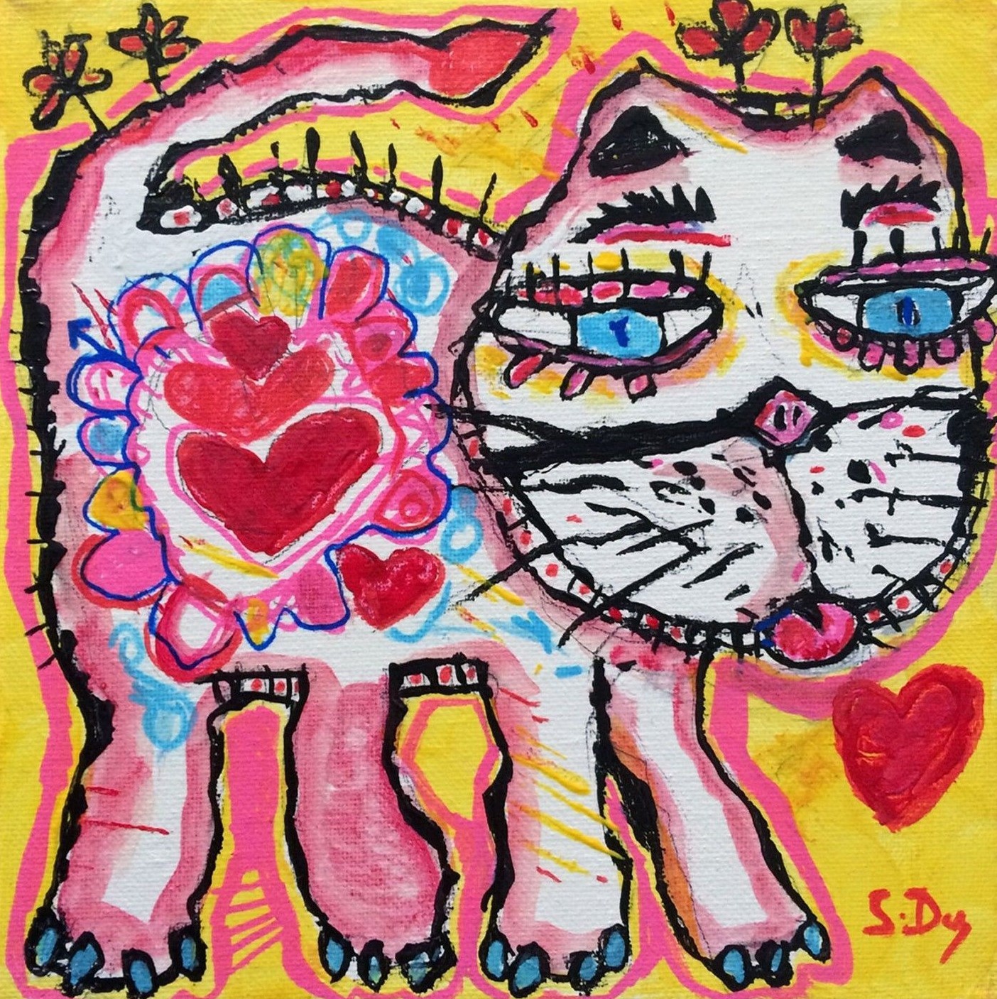 S. Dez, Chat jaune fleur S. Dez, Chat jaune fleur