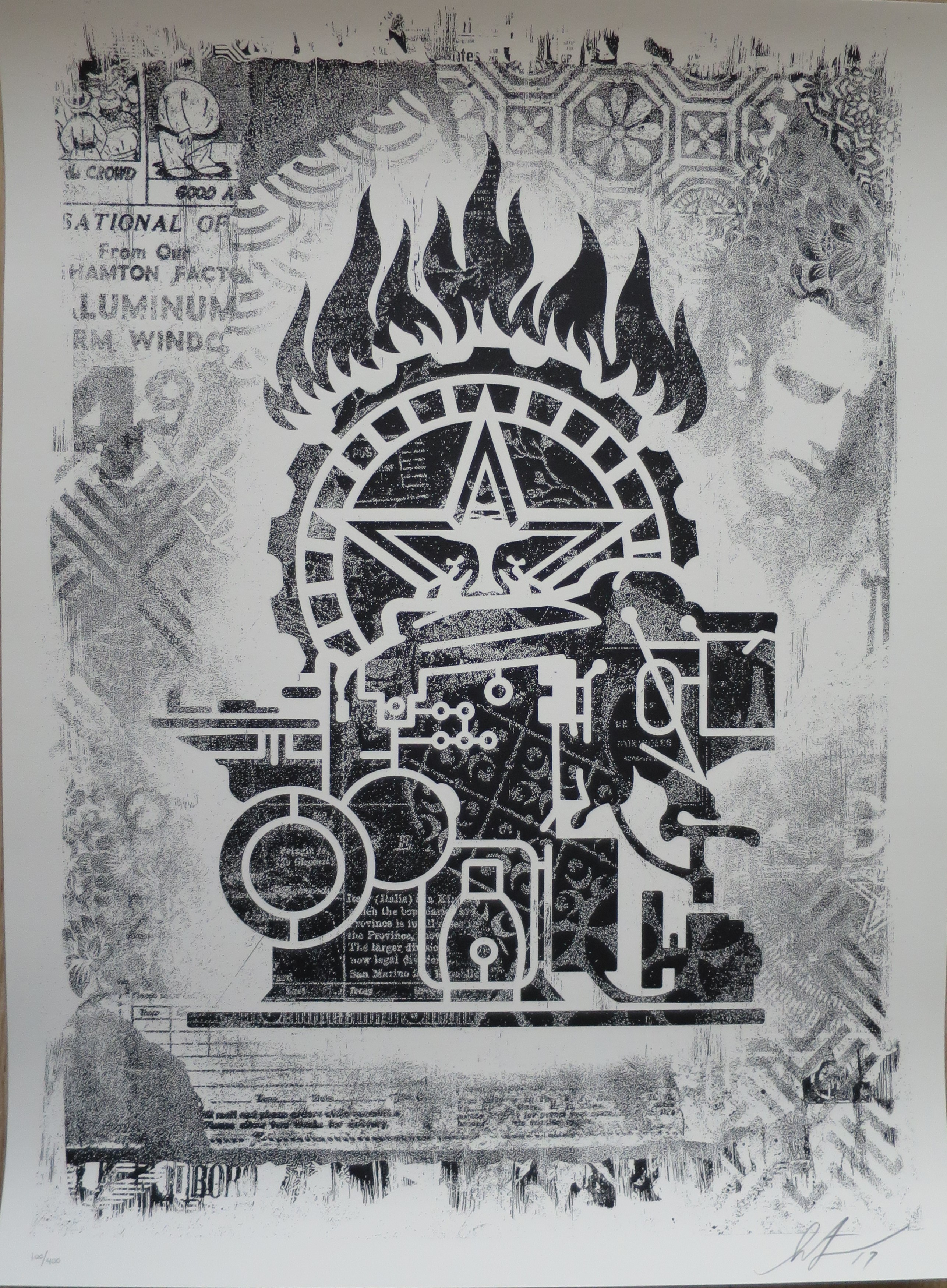 Shepard Fairey (Obey), Damaged Printing Press Shepard Fairey (Obey), Damaged Printing Press
