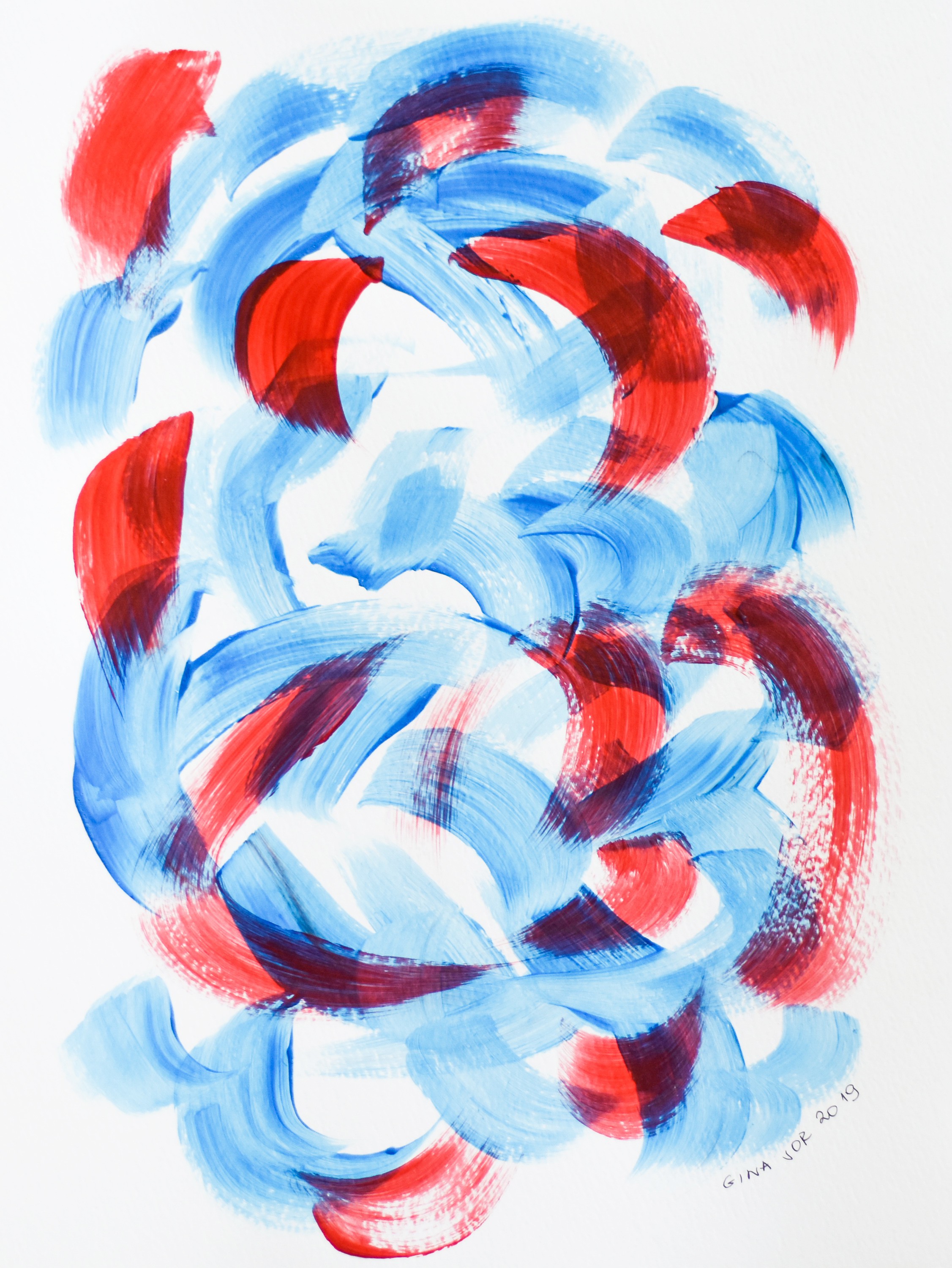 Gina Vor, Blues and Reds - Blue and Red Abstract (Abstrait Bleu et Rouge) Gina Vor, Blues and Reds - Blue and Red Abstract (Abstrait Bleu et Rouge)