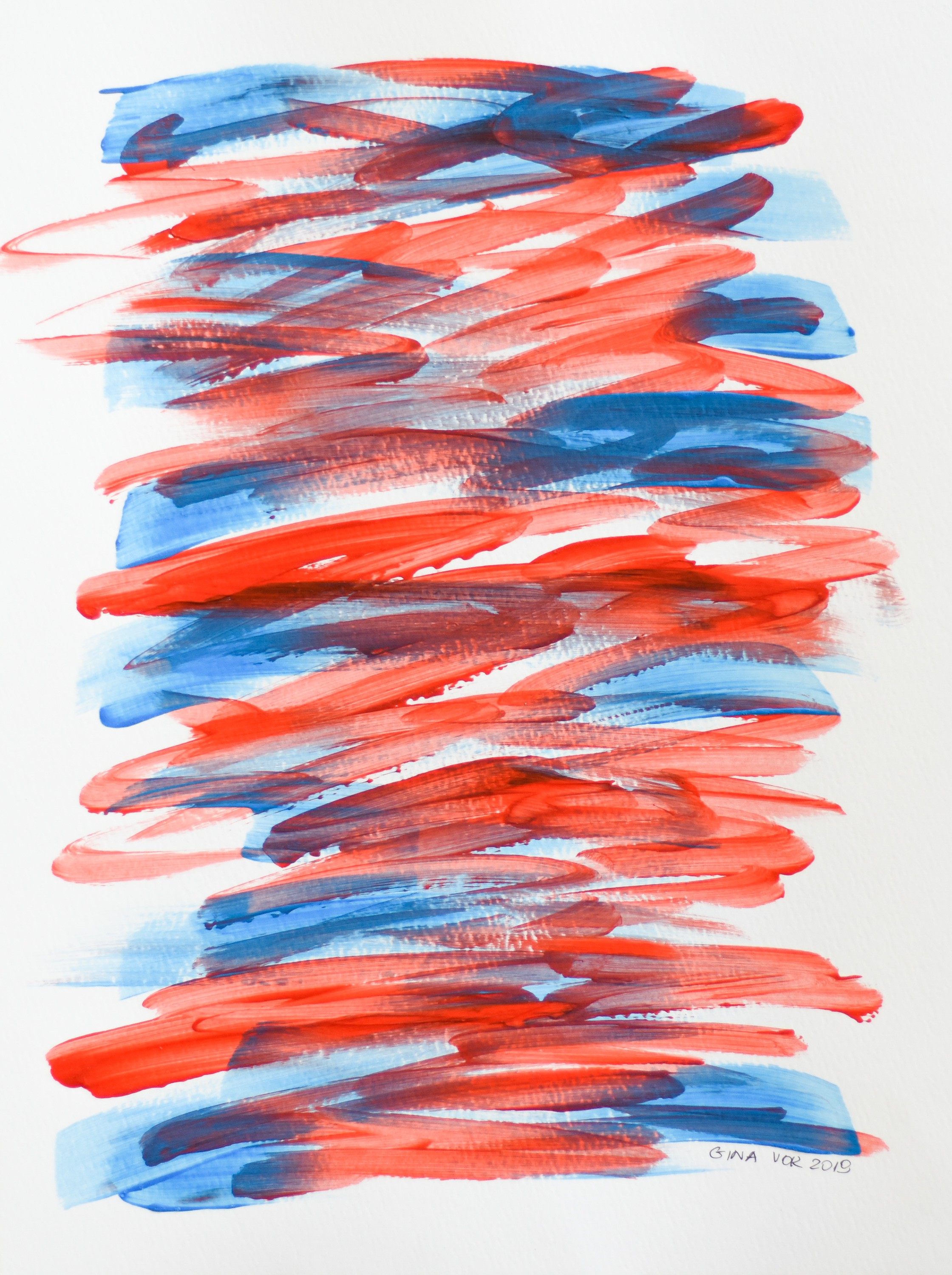 Gina Vor, Blues and Reds 2 - Blue and Red Abstract (Abstrait Bleu et Rouge) Gina Vor, Blues and Reds 2 - Blue and Red Abstract (Abstrait Bleu et Rouge)