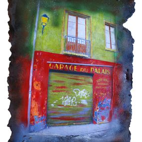 Painting, Garage du Palais et lampadaire, Gaia du Rivau