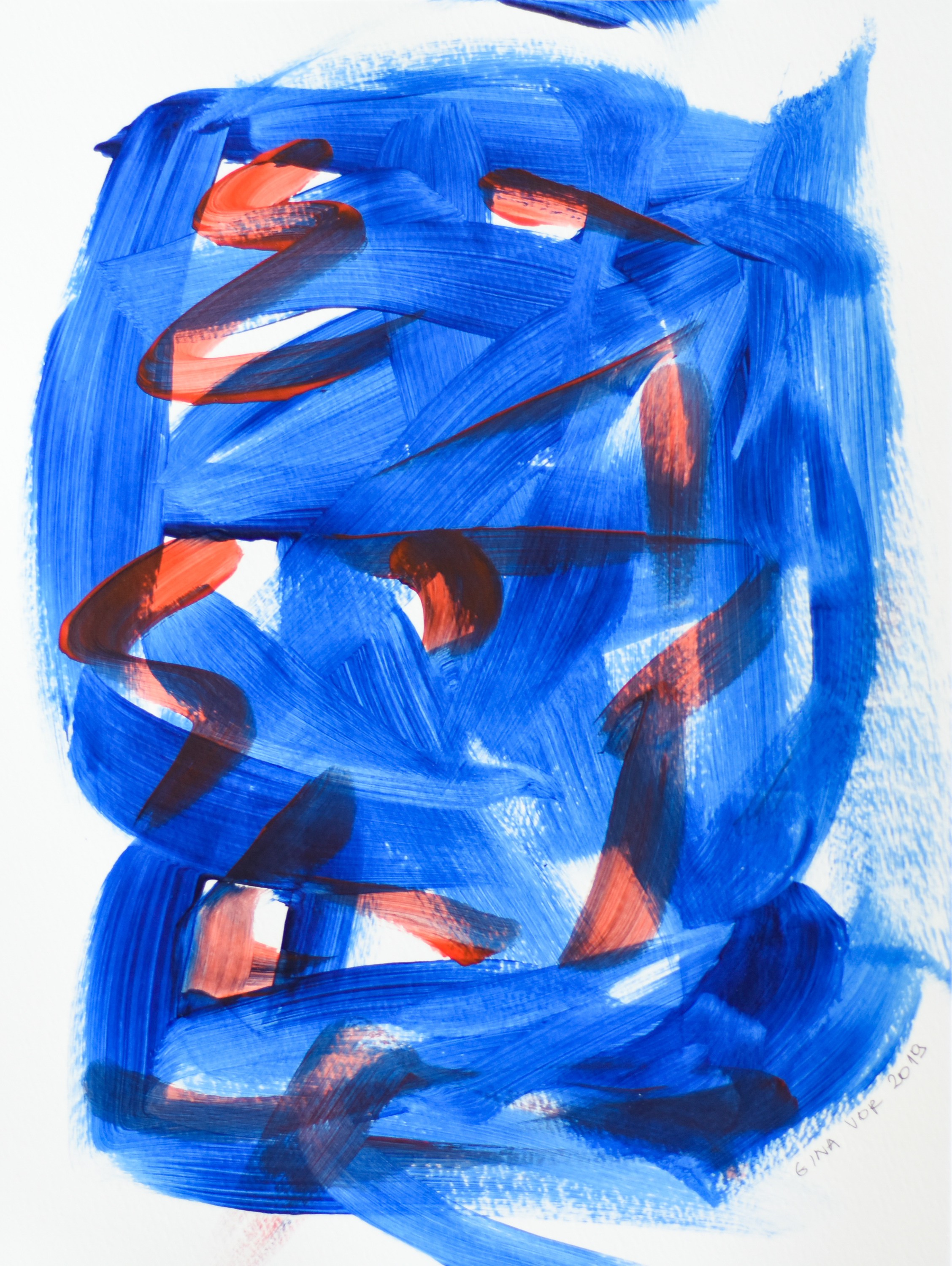 Gina Vor, Blues and Reds 3 - Blue and Red Abstract (Abstrait Bleu et Rouge) Gina Vor, Blues and Reds 3 - Blue and Red Abstract (Abstrait Bleu et Rouge)