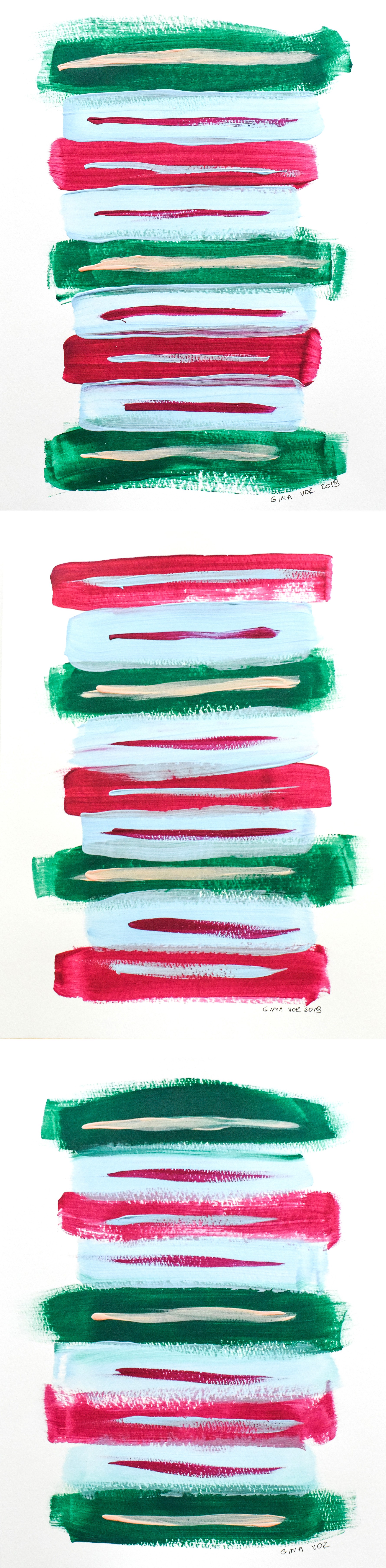 Gina Vor, 3 in 1 - Abstract Triptych (Triptyque Abstrait) Gina Vor, 3 in 1 - Abstract Triptych (Triptyque Abstrait)