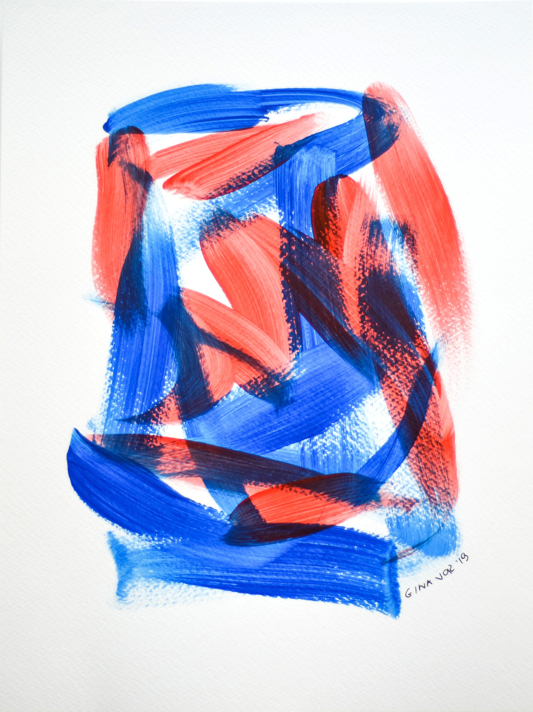 Gina Vor, Blues and Reds 4 - Blue and Red Abstract (Abstrait Bleu et Rouge) Gina Vor, Blues and Reds 4 - Blue and Red Abstract (Abstrait Bleu et Rouge)
