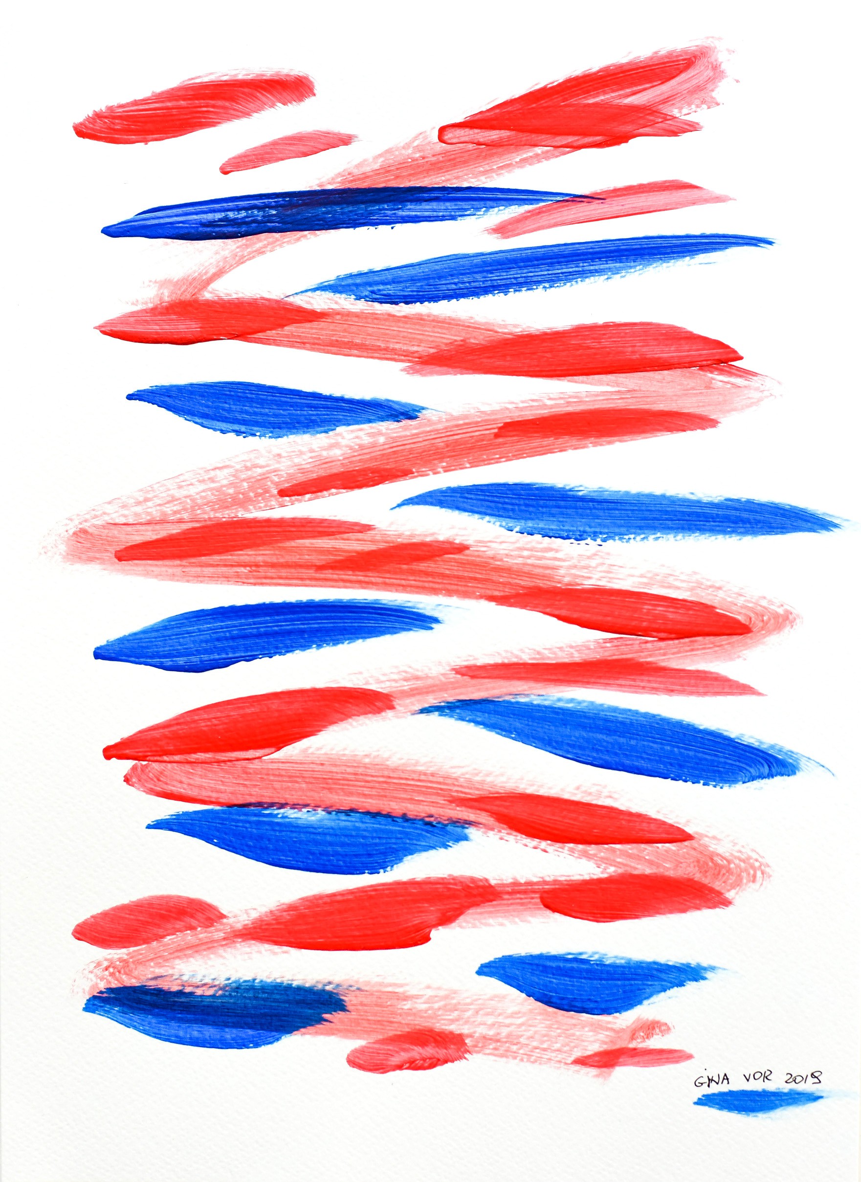 Gina Vor, Blues and Reds 6 - Minimalist Abstract (Abstrait Minimaliste) Gina Vor, Blues and Reds 6 - Minimalist Abstract (Abstrait Minimaliste)