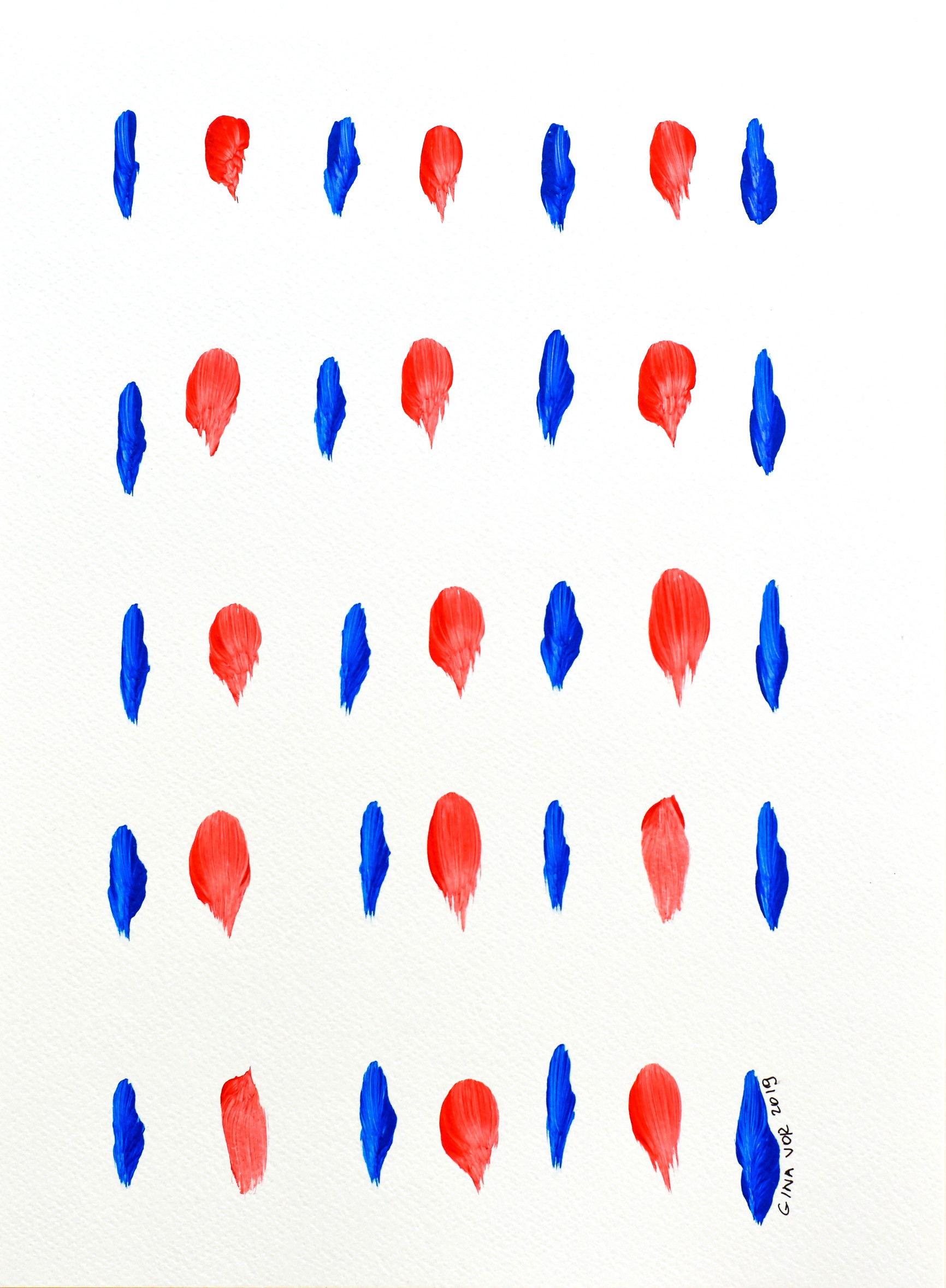Gina Vor, Blues and Reds 7 - Minimalist Abstract (Abstrait Minimaliste) Gina Vor, Blues and Reds 7 - Minimalist Abstract (Abstrait Minimaliste)