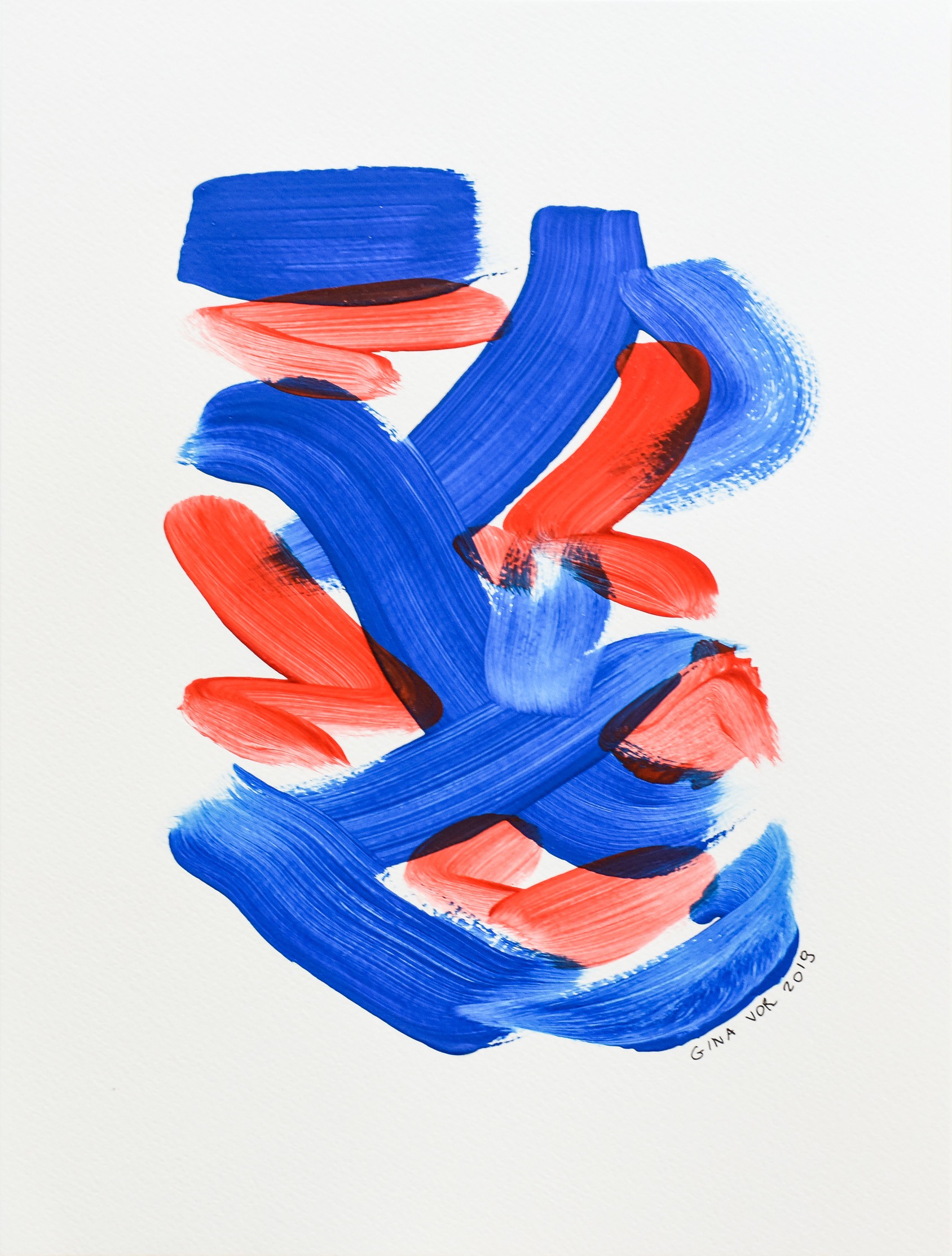 Gina Vor, Blues and Reds 9 - Minimalist Abstract (Abstrait Minimaliste) Gina Vor, Blues and Reds 9 - Minimalist Abstract (Abstrait Minimaliste)