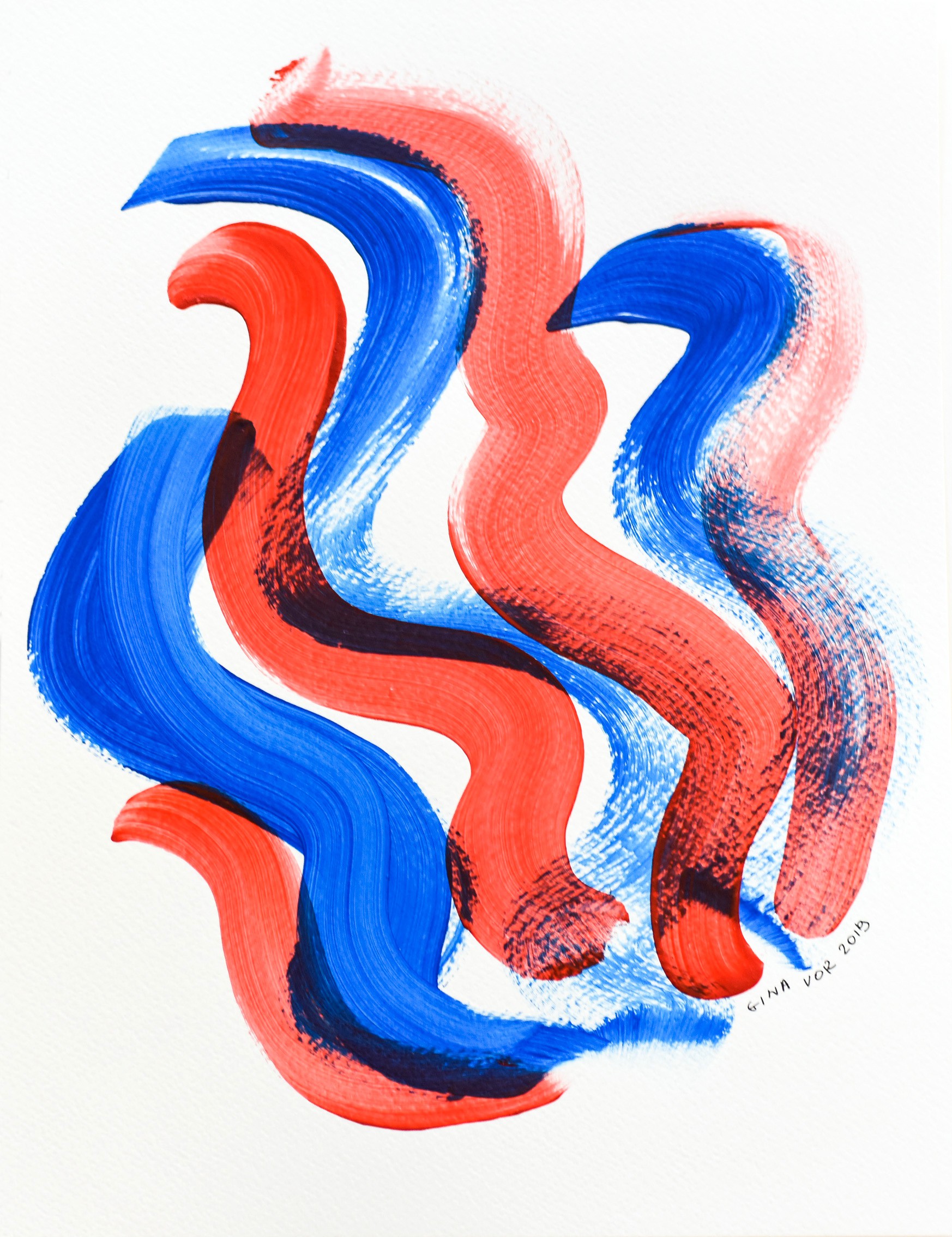 Gina Vor, Blues and Reds 10 - Minimalist Abstract (Abstrait Minimaliste) Gina Vor, Blues and Reds 10 - Minimalist Abstract (Abstrait Minimaliste)