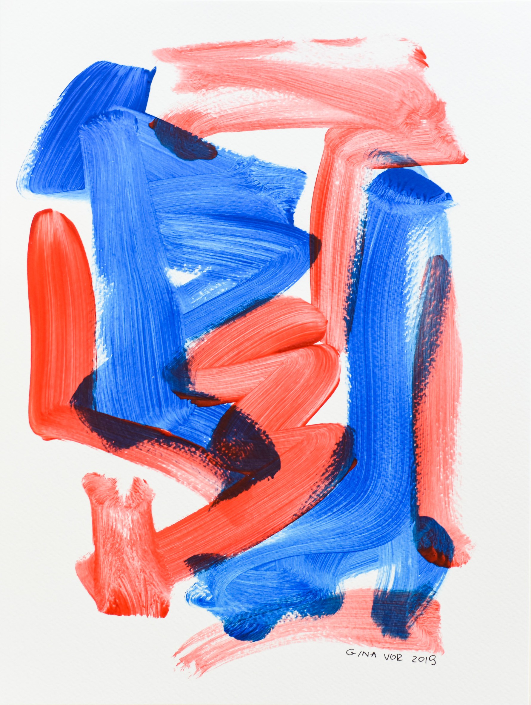 Gina Vor, Blues and Reds 11 - Minimalist Abstract (Abstrait Minimaliste) Gina Vor, Blues and Reds 11 - Minimalist Abstract (Abstrait Minimaliste)