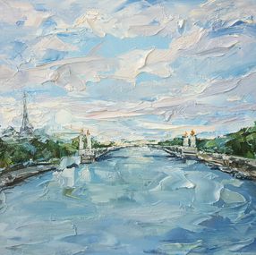 Gemälde, Vue avec le pont Alexandre III, Olga Novokhatska