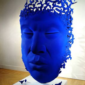 Sculpture, Le penseur aux oiseaux bleus, Thierry Benenati