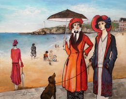 Peinture, Grande Plage de Biarritz, Véronique Clanet
