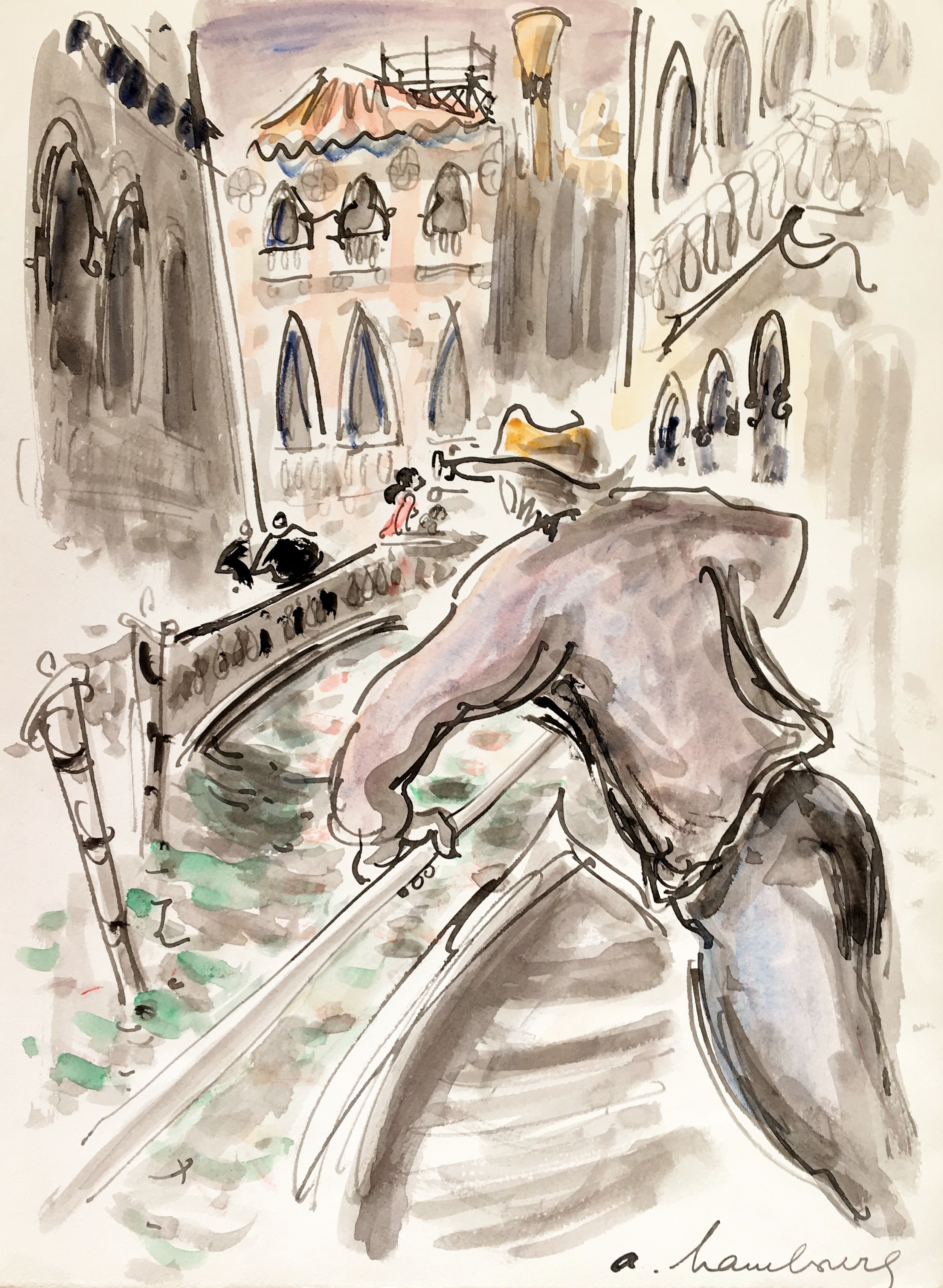 André Hambourg, Le gondolier, Venise André Hambourg, Le gondolier, Venise