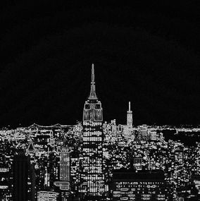 Drucke, New York Skyline (black), Michael Wallner