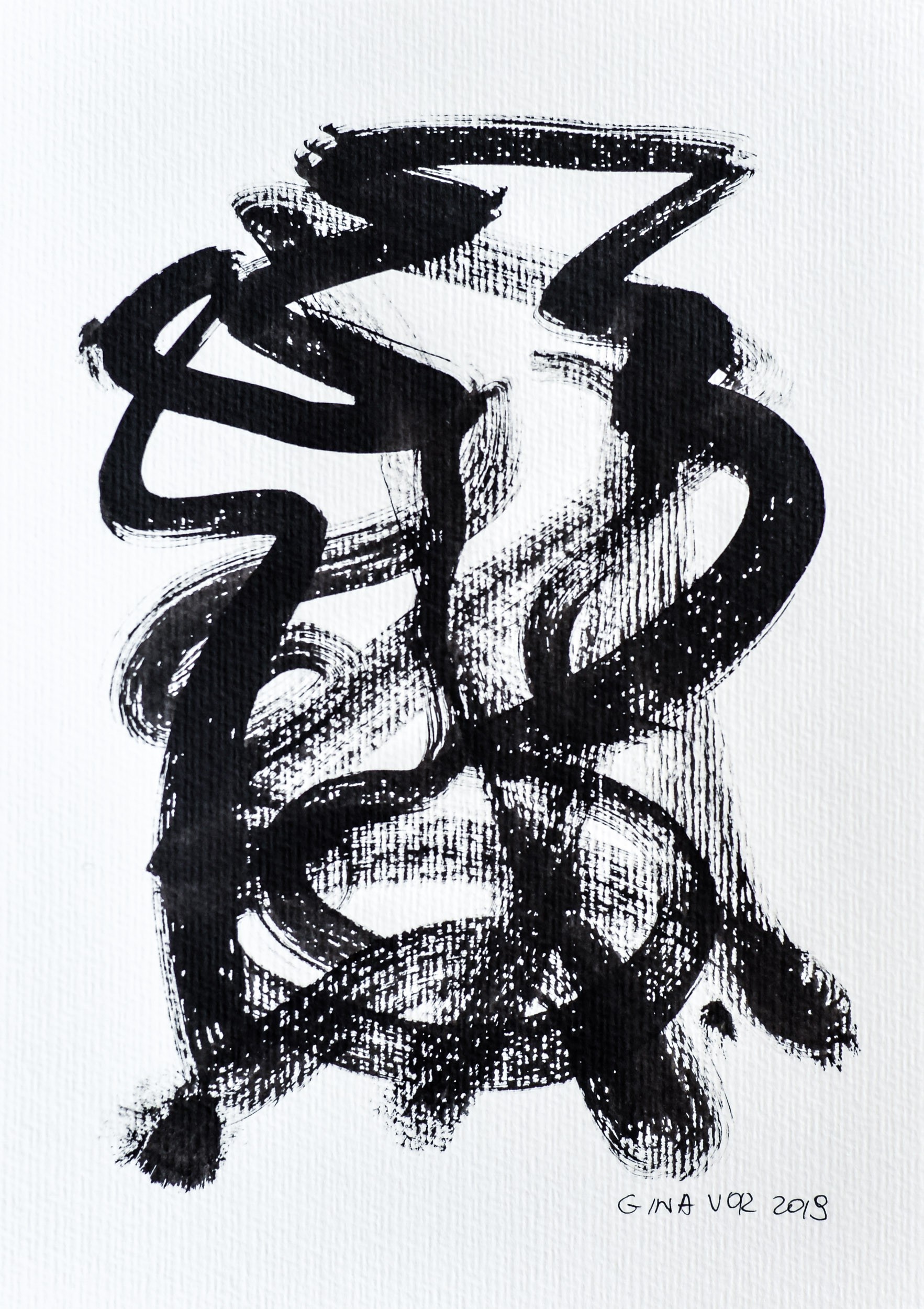 Gina Vor, Small Sign No 19 - Black and White Minimalist Abstract (Abstrait Minimaliste Noir et Blanc) Gina Vor, Small Sign No 19 - Black and White Minimalist Abstract (Abstrait Minimaliste Noir et Blanc)
