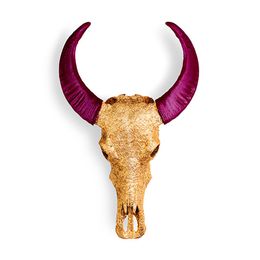 Gold Lace and plum Buffalo Skull on White, Angela Morris-Winmill