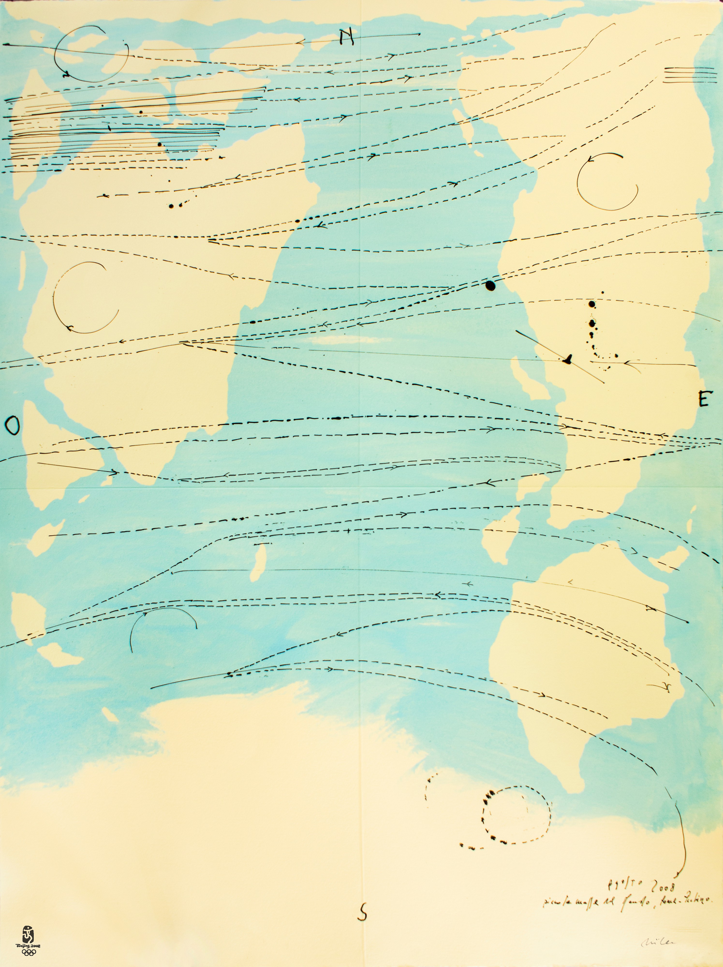 Piero Pizzi Cannella, Little world map Rome Peking, Olympic Games Beijing Piero Pizzi Cannella, Little world map Rome Peking, Olympic Games Beijing