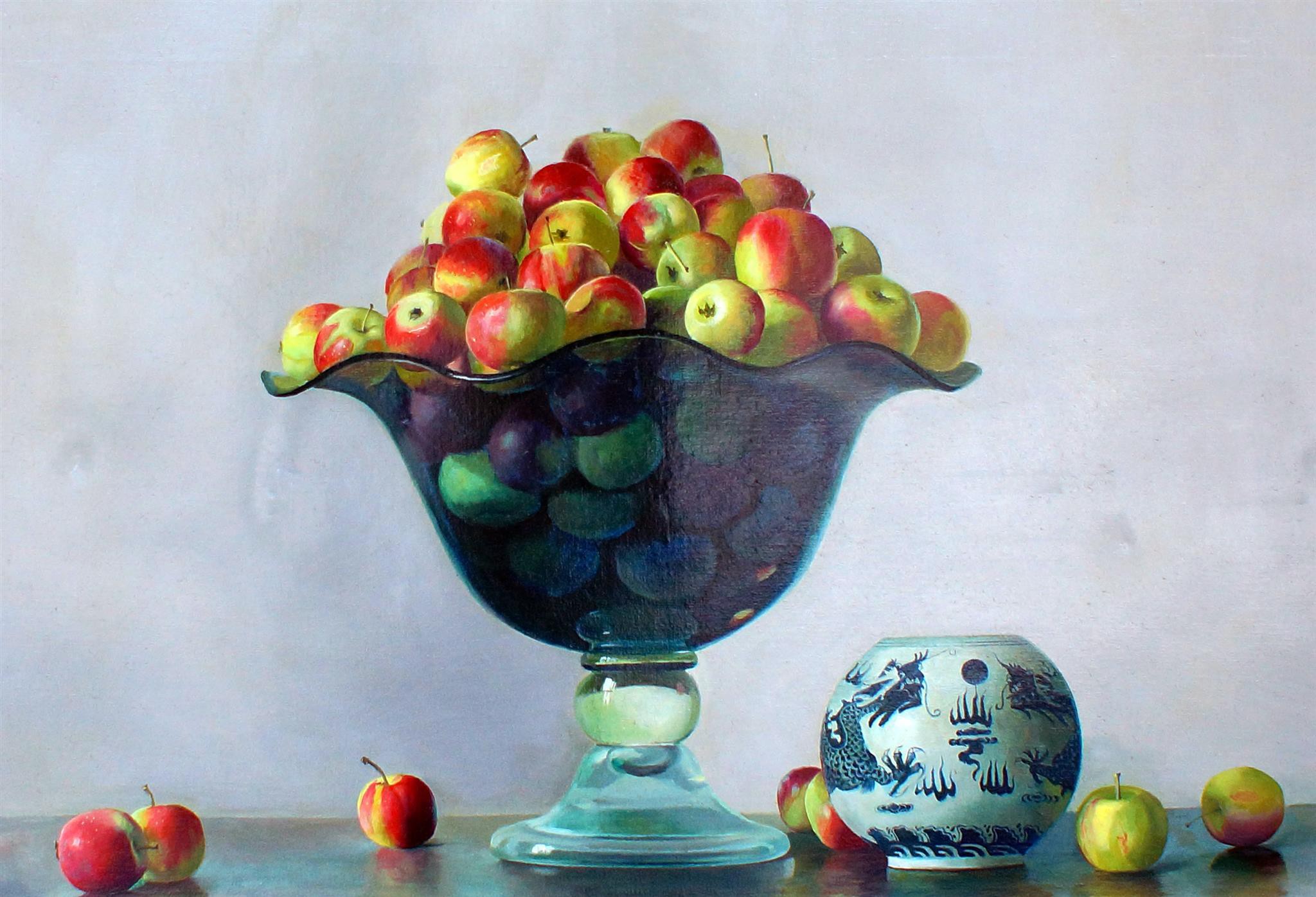 Zhang Wei Guang, Crystal Vase with apples Zhang Wei Guang, Crystal Vase with apples