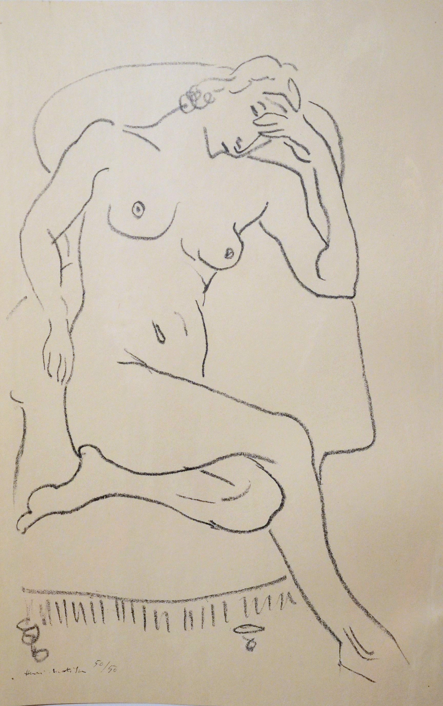 Henri Matisse, Nu assis dans un fauteuil, une jambe repliée Henri Matisse, Nu assis dans un fauteuil, une jambe repliée