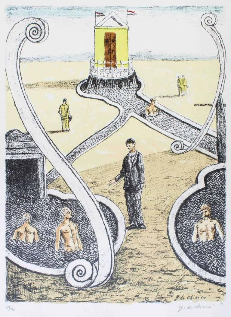 Giorgio de Chirico, L'Ospite dei Bagnanti Misteriosi Giorgio de Chirico, L'Ospite dei Bagnanti Misteriosi