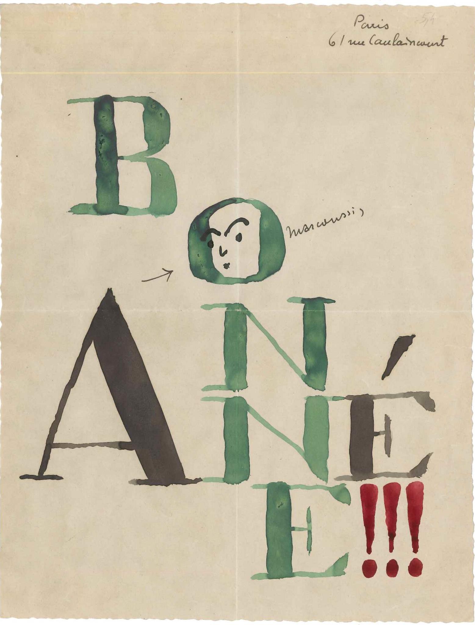 Louis Marcoussis, Greetings from Louis Marcoussis to Countess Pecci Blunt Louis Marcoussis, Greetings from Louis Marcoussis to Countess Pecci Blunt