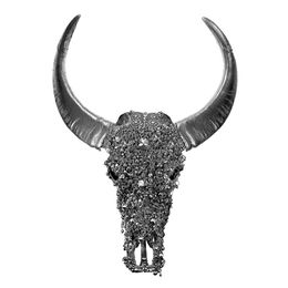 Silver Trinket Chinese Water Buffalo Skull on White, Small, Angela Morris-Winmill
