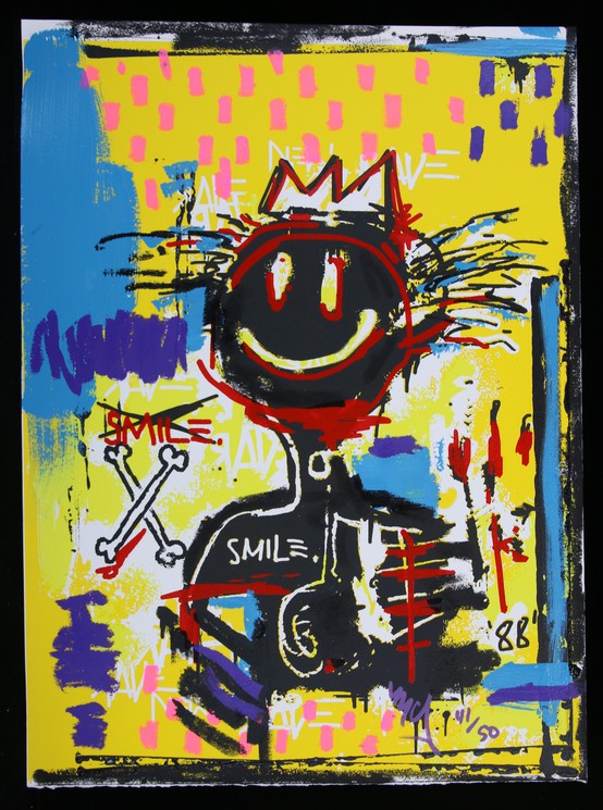 Acidquiat (Jean-Michel Basquiat smiley) by Ryca, 2019 | Print | Artsper