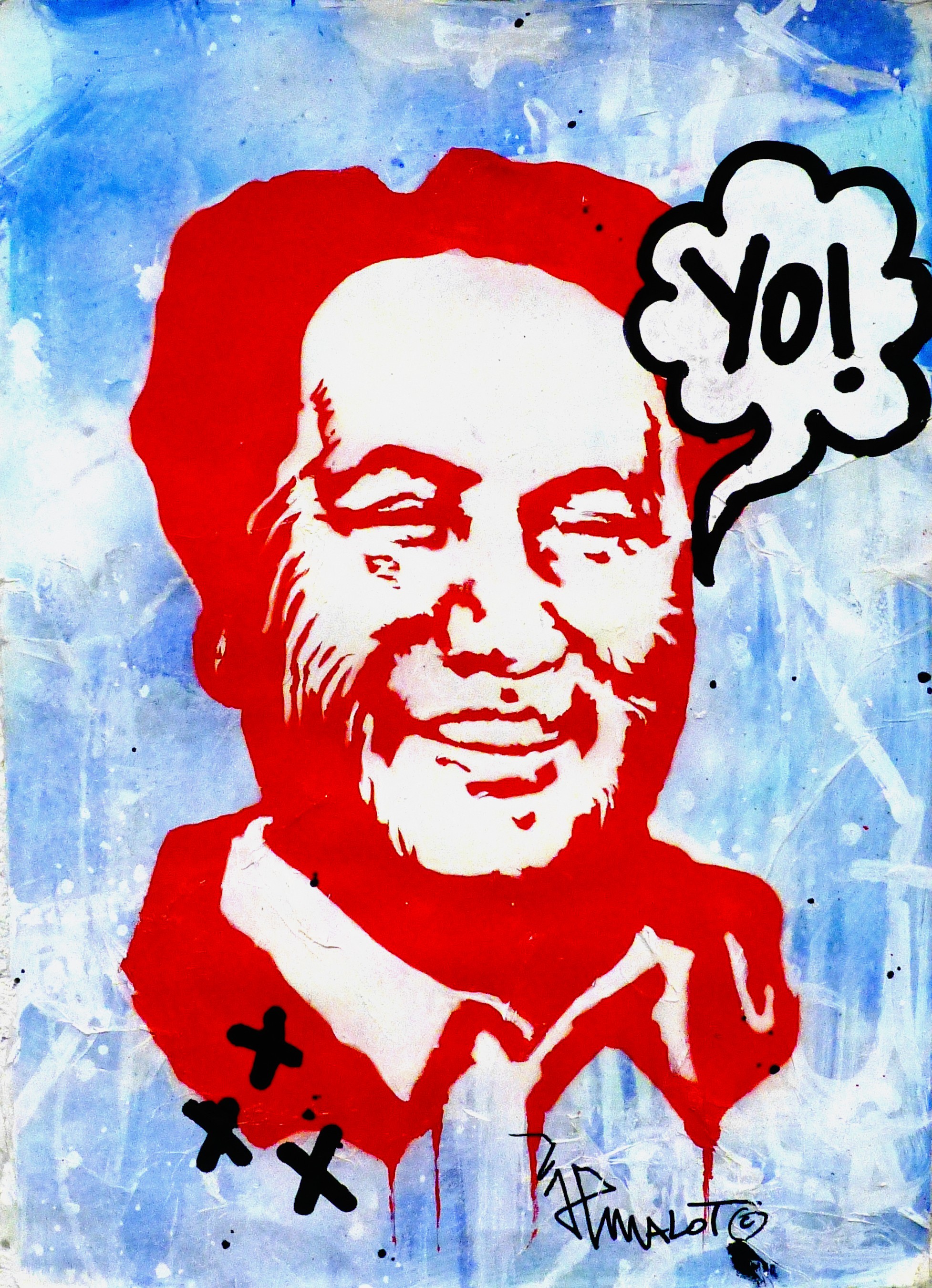 JP Malot, 'YO! Mao on blue'. JP Malot, 'YO! Mao on blue'.