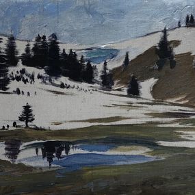 Painting, Paysage de montagne avant le printemps, François Louis Jaques