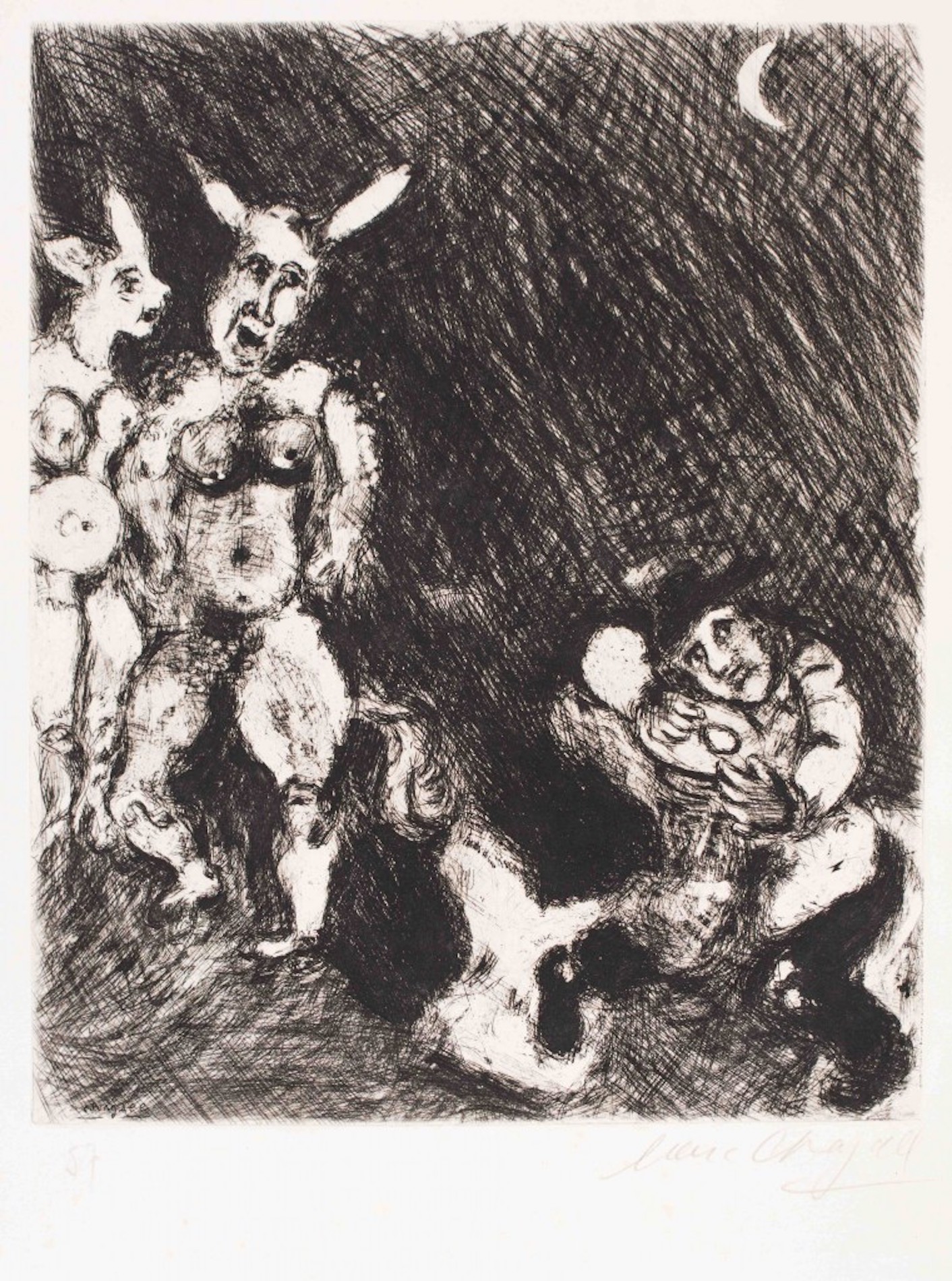 Marc Chagall, Le Satyre et le Passant Marc Chagall, Le Satyre et le Passant