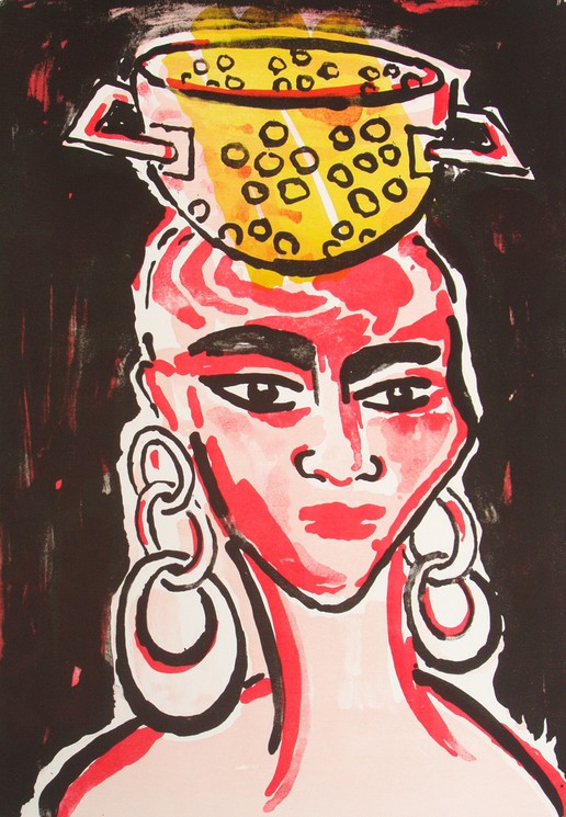 Elvira Bach, Kitchen Diva, Print on Fine art paper